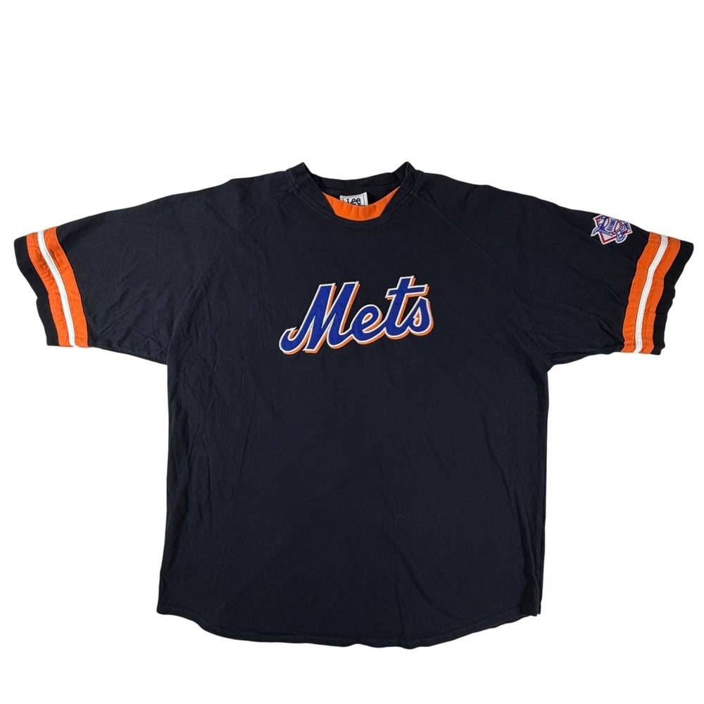 Vintage Lee Sport New York Mets Shirt Mens XL Black Orange Blue Embroidered MLB